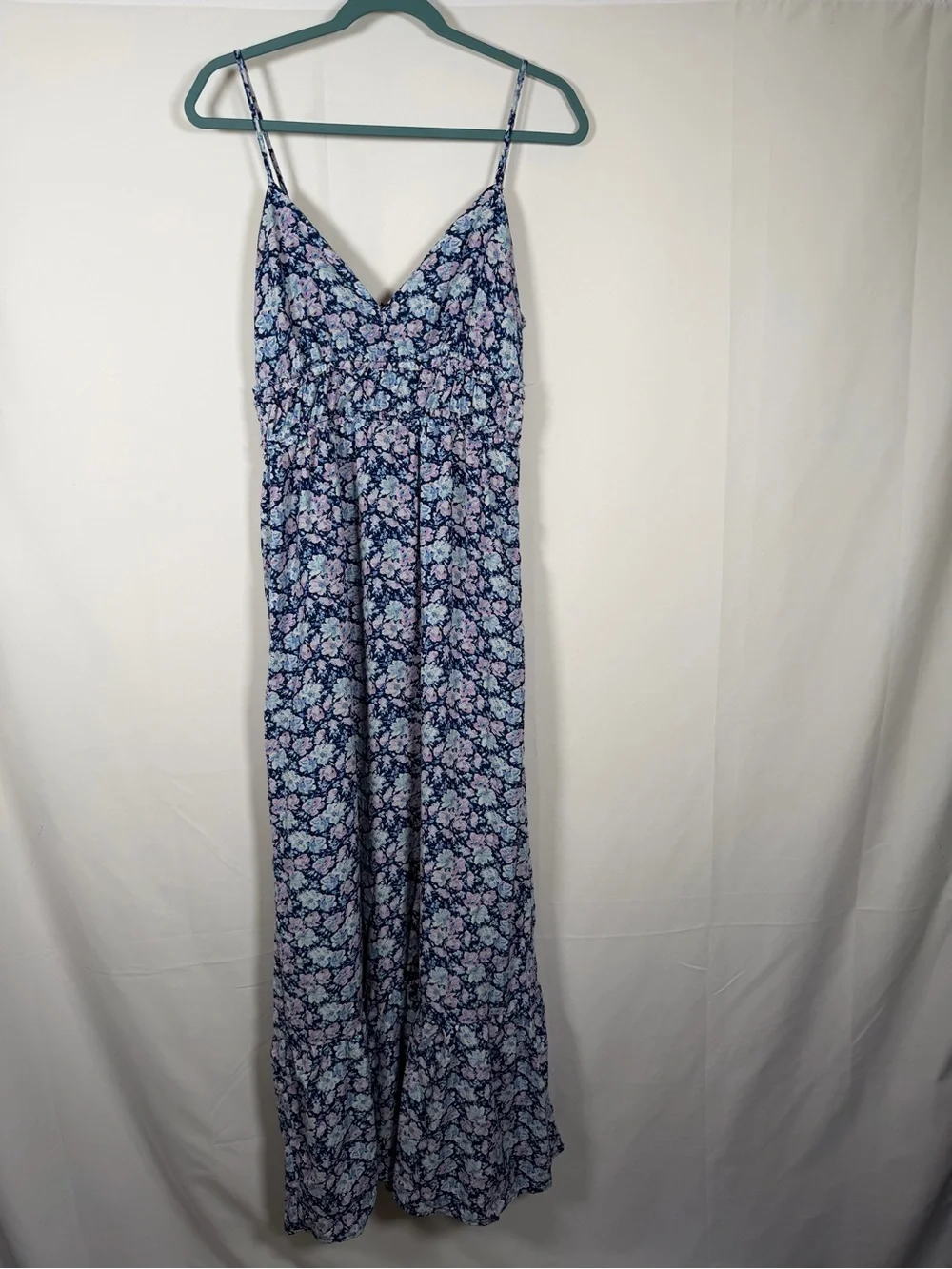 Wedding‎ Guest, Graduation Dress Blue and Pink Babydoll Floral Maxi Dress